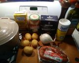 A picture of step 1 of Sauerkraut and polish kielbasa.