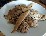 A picture of step 5 of Sig's Mushroom Risotto With Smoked Peppered Mackerel.