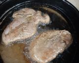 A picture of step 1 of Teragon steaks with garlic rice and vegs.