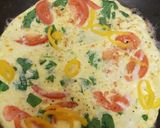 A picture of step 2 of My Cheese Spinach and Tomato Omelette. 😀.