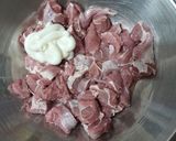 A picture of step 1 of Beef Malai Boti.
