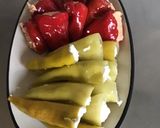 A picture of step 2 of Sweet Green Peppers with Ricotta and Mini Red Peppers Stuffed with Fresh Cheese and Tomatoes.