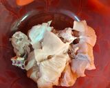 A picture of step 1 of Achari chicken.