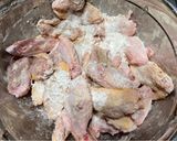 A picture of step 2 of Japanese style spicy fried chicken wings.