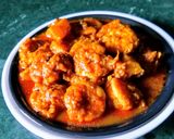 A picture of step 6 of Shrimps in red gravy.