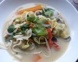 A picture of step 1 of Whonton coconut soup.