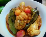 A picture of step 19 of Chicken with roasted jalapeno and pickled onion.