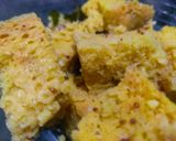 A picture of step 1 of Dhokla in gravy.