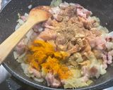 A picture of step 11 of Chicken and Bacon with Peppers, Tomatoes, Spices, and Coconut Milk.