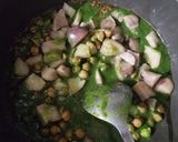 A picture of step 3 of Singhada and green chana curry.