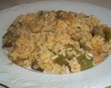 Foto del paso 15 de la receta Arroz seco con caldo de pescado, gamba pelada, judías y alcachofas