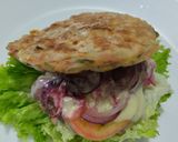 Foto del paso 14 de la receta: Hamburguesa🥩de res 🧀en pancakes🧇de vegetales🍔🥯🥞