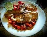 A picture of step 2 of Slice of grilled swordfish in cherry tomato sauce😋😋👍😛.