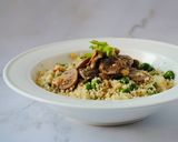 A picture of step 4 of 15-Minute Lunch? Couscous with Cremini Mushrooms.
