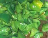 A picture of step 1 of Capsicum Potato dry sabzi.