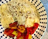 A picture of step 9 of Cacio E Pepe Ravioli in Lemon 🍋 Garlic 🧄 Cream Sauce with Roasted Sweet Peppers 🌶️ ( my Italian C.