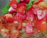 A picture of step 4 of Chilli Paneer with red capsicum.