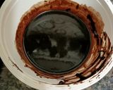 A picture of step 1 of Choco lava topped with Ganache.