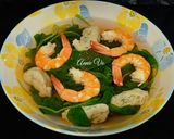 Hình bước làm 3 của món Canh rau dền nấu tôm và chả cá
