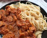 Foto langkah ke 4 dari resep Spaghetti Sosis Bumbu Rendang.