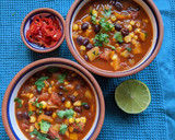 A picture of step 8 of Mexican black bean and sweetcorn soup.