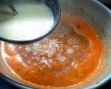 A picture of step 15 of Idly with sambar (without dal) for breakfast.