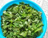 A picture of step 1 of Ganyaar/Gandhari saag.