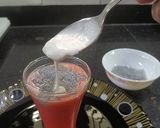 A picture of step 4 of Rose melon Shake with coconut and sabja.