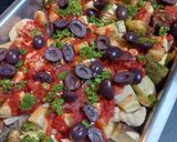 A picture of step 3 of Mediterranean Roasted Sausage and Vegetables.