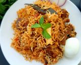 A picture of step 8 of Mutton biryani in electric rice cooker.