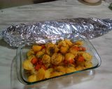 A picture of step 4 of Roasted fish and roast potatoes.