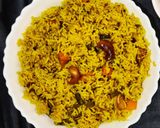 A picture of step 6 of Maharashtrian style masala bhaat.