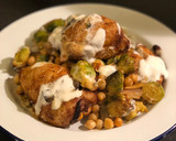 A picture of step 7 of Curried chicken, sprouts and chickpeas with honey lemon yogurt.
