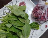 A picture of step 1 of Palak badam ki Pulao.