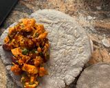A picture of step 6 of Smoky QuesadillasChicken & chorizo /Jackfruit & veggie sausages.