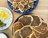 A picture of step 8 of Lebanese homemade meat pies/ Lahm bi Ajeen or Sfiha.