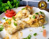 A picture of step 4 of Juicy, Cheesy, Delicious Chicken Enchiladas In Wheat Flour Tortillas.