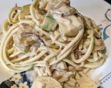 A picture of step 6 of Courgette spaghetti in cream sauce - gluten free, spiralized veg.