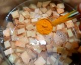 A picture of step 1 of Elephant yam coconut masala fry.