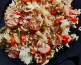 A picture of step 6 of Sausage and pepper stir fried rice.
