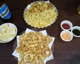Foto del paso 10 de la receta: Rabas a la romana con papas y batatas fritas