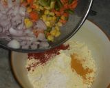 A picture of step 1 of Besan veggie toast.