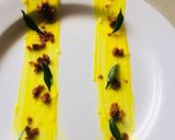 A picture of step 4 of Kesari Rasmalai topping with crunchy nuts.