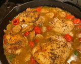 A picture of step 6 of Chicken Scarpariello.