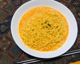 A picture of step 5 of Shin Ramyun Carbonara.