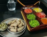 A picture of step 3 of Jain Pav bhaji sizzlar.