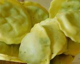 A picture of step 2 of Ravioli (cheese and spinach stuffed Ravioli) Mushroom cream sauce.