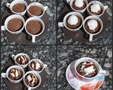 A picture of step 2 of Nutella cup cake with vanilla icecream.