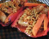 Foto del paso 6 de la receta: Morrones rellenos con fideos y salchichas🌶️ ¯\(ツ)/¯🍝