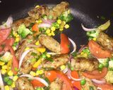 A picture of step 4 of Chicken seekh kabab with vegetables.